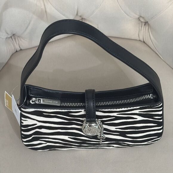 Michael Kors Lyra Black and White Calf Hair Leather Pouchette - Picture 5 of 11